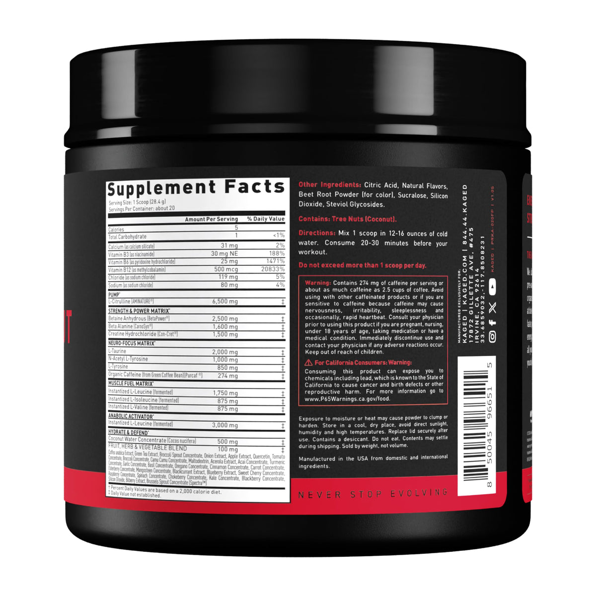 Buy supplements Kaged Stimulant Free Pre Workout Powder | Fruit Punch | Pre-Kaged | Formulated with Creatine, Beta Alanine | No Jitters | 20 Servings - Vitaza UK Supplements UK