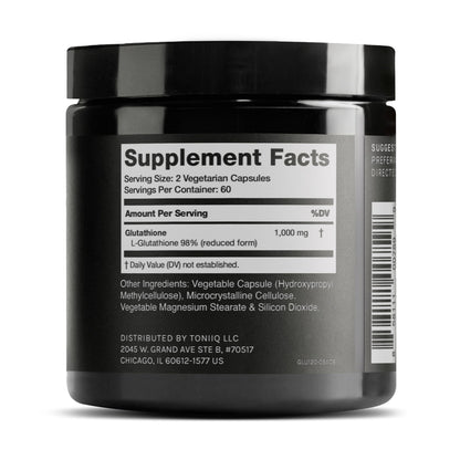 Buy supplements Toniiq Ultra High Strength Glutathione Capsules - 1000mg Concentrated Formula - 98%+ Highly Purified and Bioavailable - Non-GMO Fermentation - Vitaza UK Supplements UK
