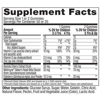 Buy supplements OLLY Kids Immunity Gummy, Immune Support, Wellmune, Elderberry, Vitamin C, Zinc, Chewable Supplement, Cherry - 50 Count - Vitaza UK Supplements UK