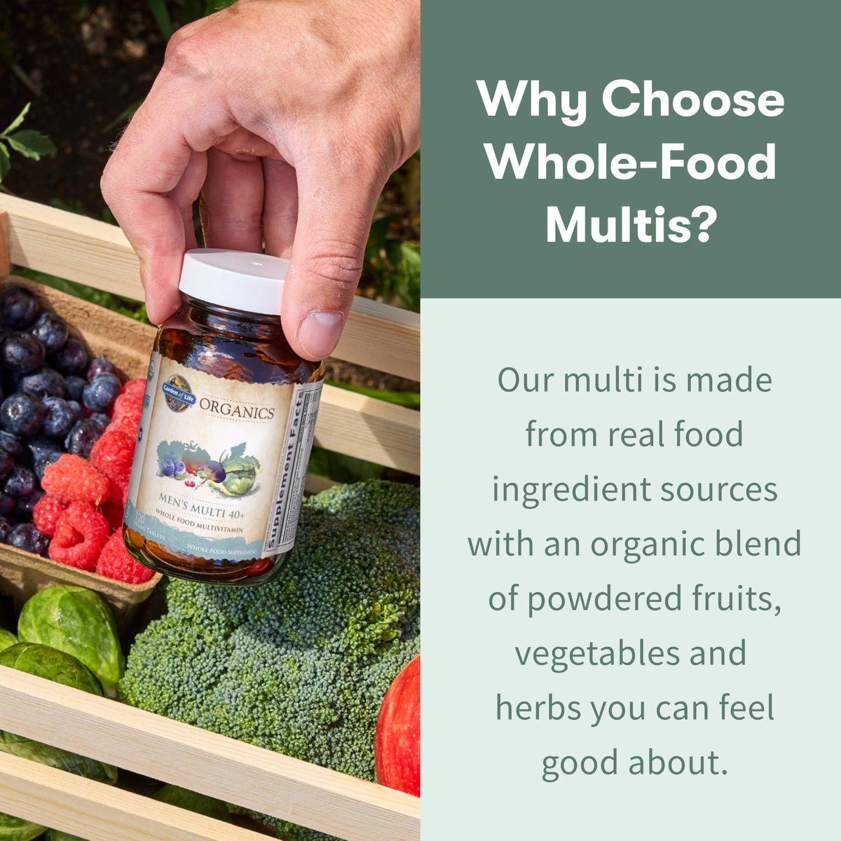Buy supplements Garden of Life Organics Men's 40+ Multivitamin with Prostate Support, B12 & Vitamins – Vegan Daily Whole Food Multivitamin - Vitaza UK Supplements UK