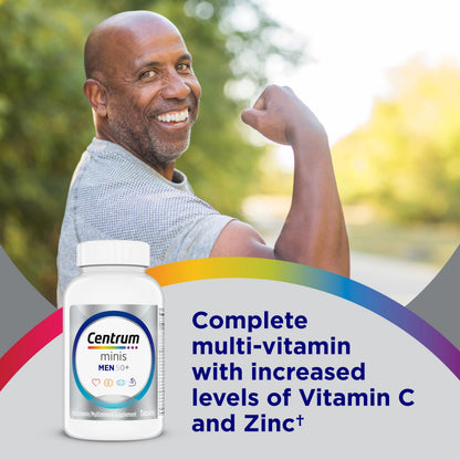 Buy supplements Centrum Minis Silver Multivitamin for Men 50 Plus, Multivitamin/Multimineral Supplement, Vitamin D3, B-Vitamins and Zinc, Non-GMO Ingredients, Supports Memory - Vitaza UK Supplements UK