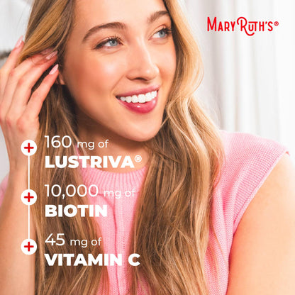 Buy supplements MaryRuth's Multivitamin + Hair Growth Gummies | with Lustriva® | Biotin 10000mcg | B Vitamins | Formulated for Thicker Hair, Wrinkles, Fine Line - Vitaza UK Supplements UK