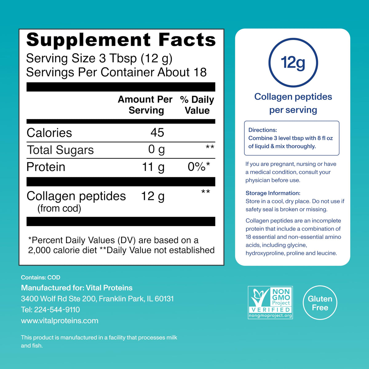Vital Proteins Marine Collagen Peptides Powder Supplement for Skin Hair Nail Joint - Hydrolyzed Collagen