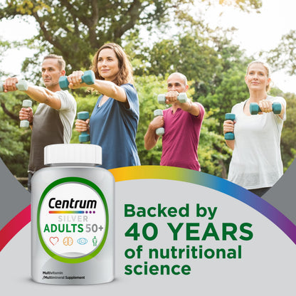 Buy supplements Centrum Silver Multivitamin for Adults 50 Plus, Multivitamin/Multimineral Supplement, Vitamin D3, B Vitamins, Gluten Free, Non-GMO Ingredients - Vitaza UK Supplements UK