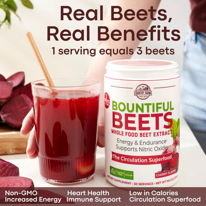 Buy supplements Country Farms Bountiful Beets, Wholefood Beet Extract Superfood, Helps Support Healthy Circulation and Promote Energy - Vitaza UK Supplements UK