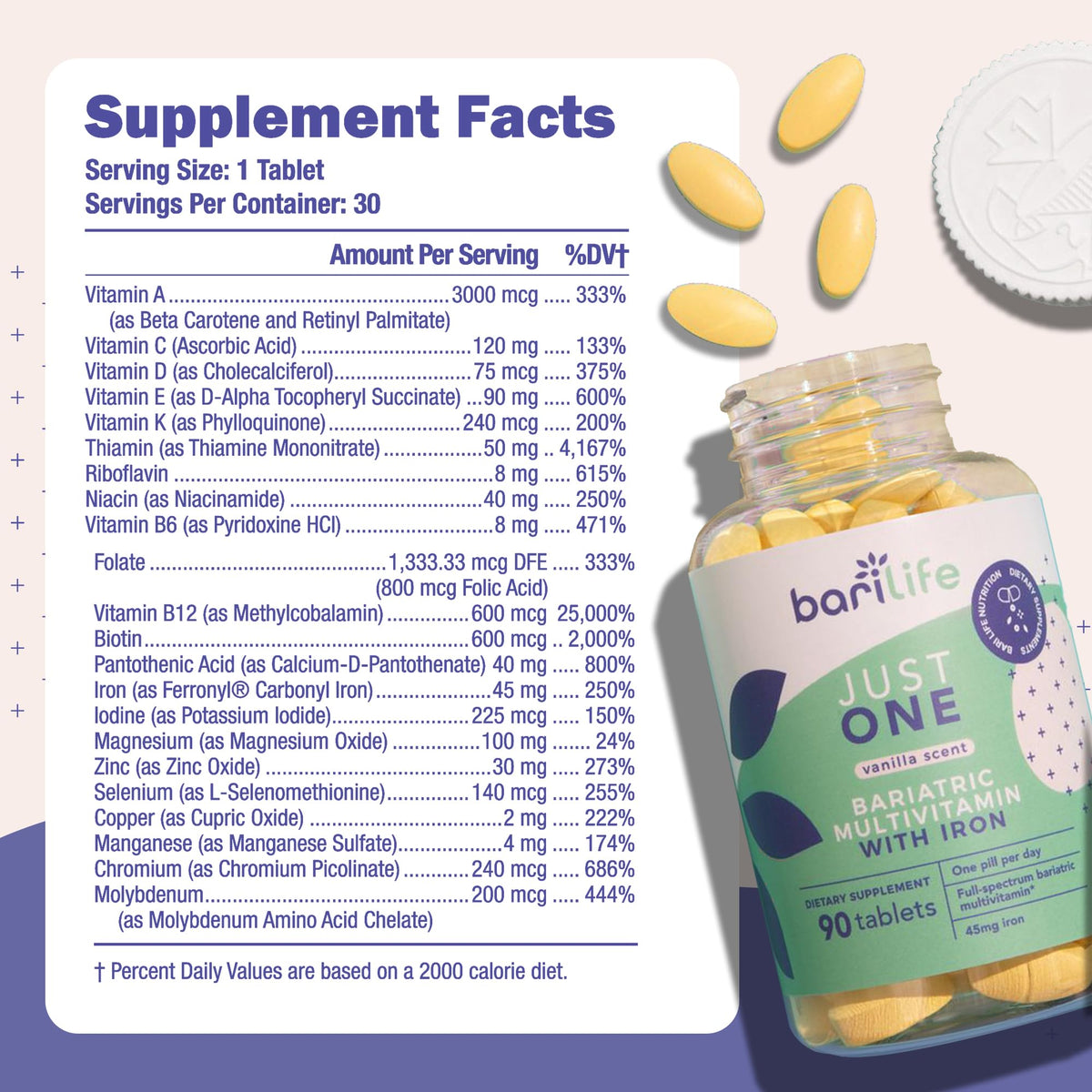 Buy supplements Just One - Once Daily Bariatric Multivitamin with Iron (30) - Vitaza UK Supplements UK