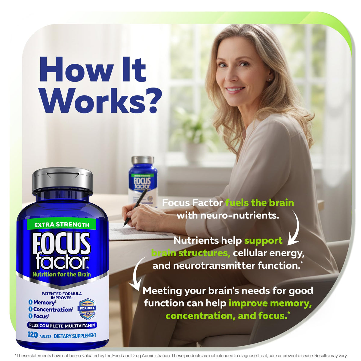 Buy supplements Focus Factor Adults Extra Strength, 120 Count - Brain Supplement for Memory, Concentration and Focus - Complete Multivitamin with DMAE - Vitaza UK Supplements UK