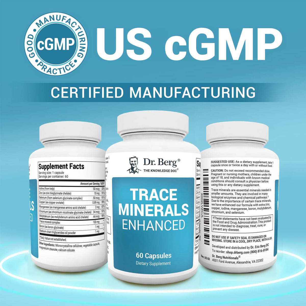 Buy supplements Dr. Berg Trace Minerals Enhanced Complex - Complete with 70+ Minerals Including 10 mg of Zinc - Dietary Supplement - 60 Capsules - Vitaza UK Supplements UK