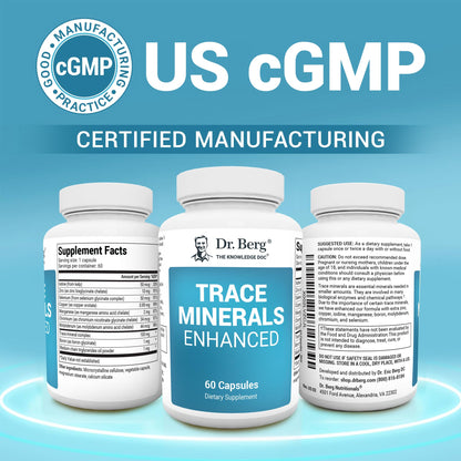 Buy supplements Dr. Berg Trace Minerals Enhanced Complex - Complete with 70+ Minerals Including 10 mg of Zinc - Dietary Supplement - 60 Capsules - Vitaza UK Supplements UK