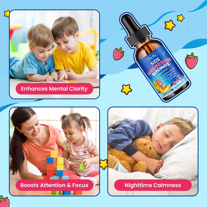 Buy supplements Magnesium Glycinate Liquid for Kids - with L-Theanine Omega-3, Vitamin B6, D3, Zinc - Kids Magnesium Drops for Sleep, Relaxation - Vitaza UK Supplements UK