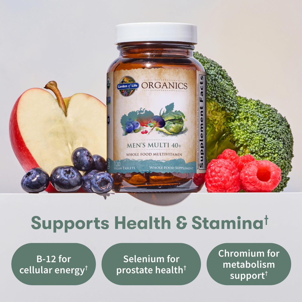 Buy supplements Garden of Life Organics Men's 40+ Multivitamin with Prostate Support, B12 & Vitamins – Vegan Daily Whole Food Multivitamin - Vitaza UK Supplements UK