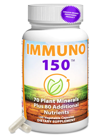 Buy supplements Immuno 150, Immune Support Supplement, Packed with 70 Plant Minerals, 13 Essential Vitamins and 68 Additional Nutrients-150 Vegetable Capsules - Vitaza UK Supplements UK