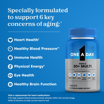 Buy supplements One A Day Men’s 50+ Healthy Advantage Multivitamin, Multivitamin for Men with Vitamins A, C, E, B6, B12, Calcium and Vitamin D, Tablet, 200 Count (Pack of 1) - Vitaza UK Supplements UK