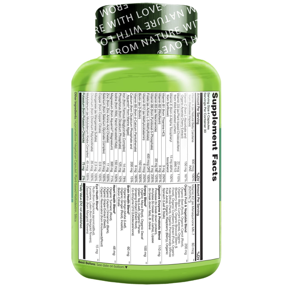 Buy supplements NATURELO Whole Food Multivitamin for Women - with Vitamins, Minerals, & Organic Extracts - Supplement for Energy and Heart Health - Vitaza UK Supplements UK