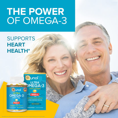 Buy supplements Qunol Fish Oil Omega 3 Mini Softgels, 1000mg Omega 3 EPA + DHA, Ultra Pure Supplements, Heart Health Support, Lemon Flavor - Vitaza UK Supplements UK
