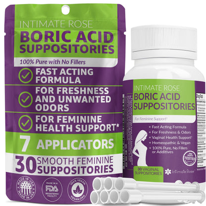 Intimate Rose Save 10% on Boric Acid Vaginal Suppositories - 30 Count (600mg) + 30 Applicators Intimate RoseBuy Supplements Australia