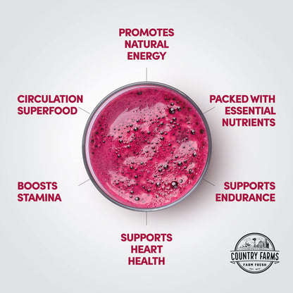 Buy supplements Country Farms Bountiful Beets, Wholefood Beet Extract Superfood, Helps Support Healthy Circulation and Promote Energy - Vitaza UK Supplements UK