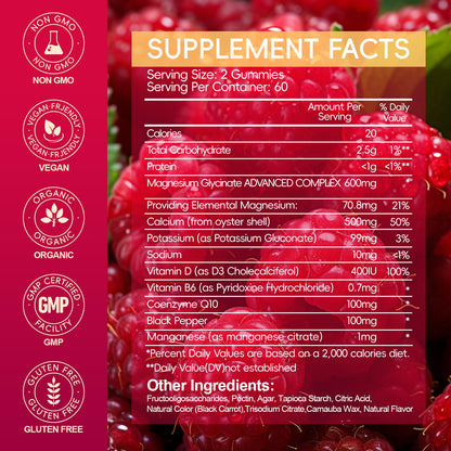 Buy supplements Magnesium Glycinate Gummies 600mg, Sugar Free Magnesium Gummies for Adults, Chewable Potassium Supplements for Body Support - Vitaza UK Supplements UK