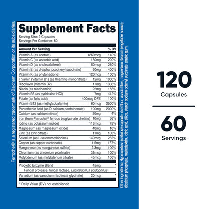 Buy supplements Nutricost Multivitamin with Probiotics 120 Vegetarian Capsules - Packed with Vitamins & Minerals - Vitaza UK Supplements UK