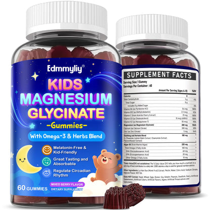 Buy supplements Kids Magnesium Glycinate Gummies - Magnesium Glycinate Supplement 200mg with L-theanine Omega-3 Calcium Vitamin D3 & B12 for Kids Natural Zzz at Bedtime & Overall Health - Vitaza UK Supplements UK