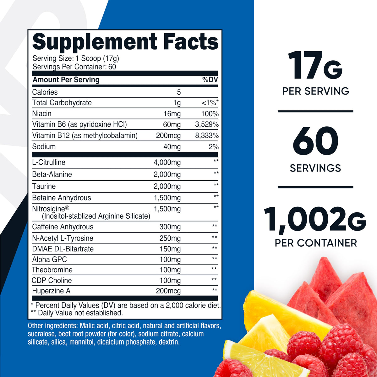 Buy supplements Nutricost Pre-X Xtreme Pre-Workout Complex Powder, Fruit Punch, 60 Servings, Vegetarian, Non-GMO and Gluten Free - Vitaza UK Supplements UK