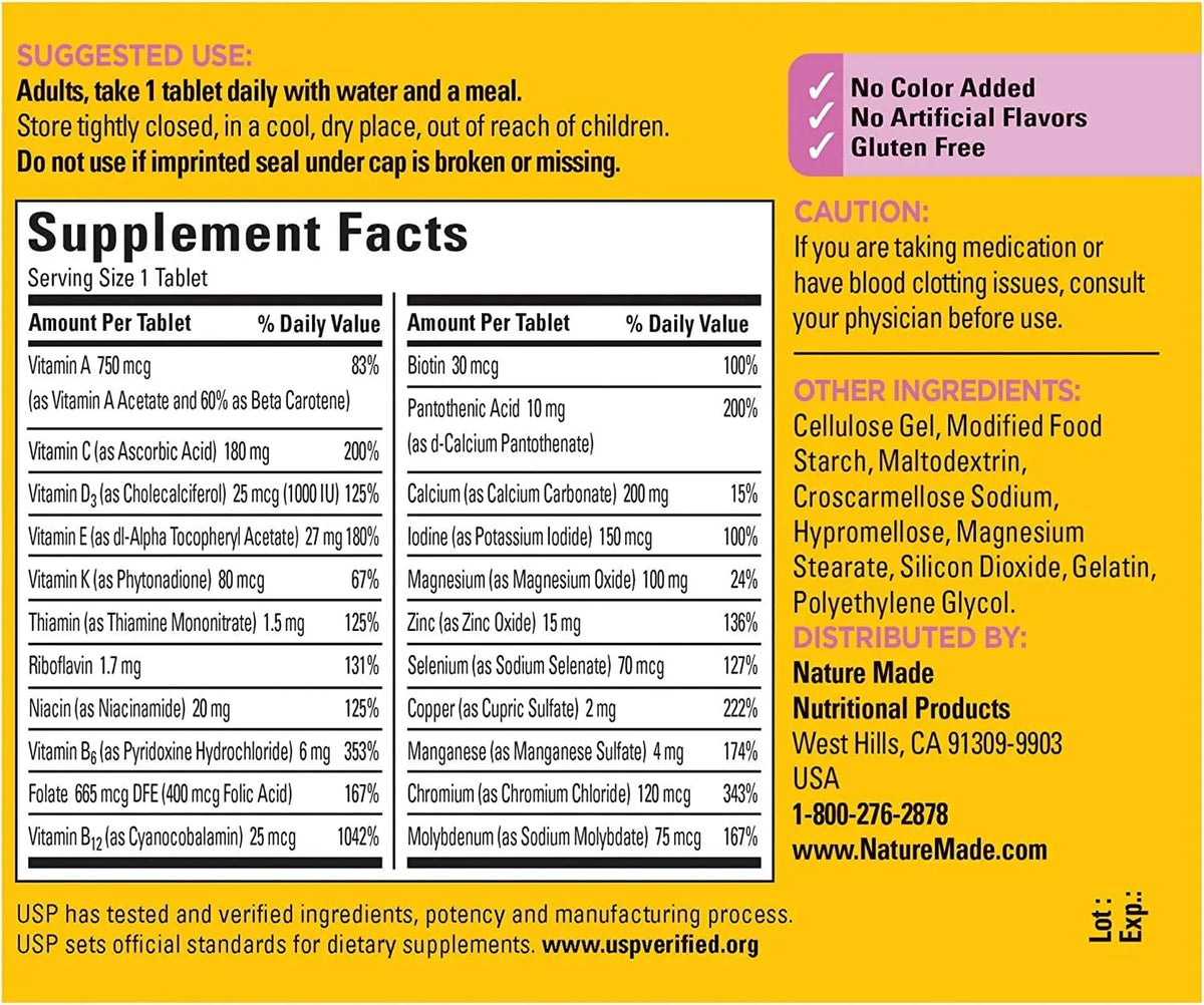Nature Made Multi for Her 50+ Vitamin/Mineral Tablets 90 ea (Pack of 4) Nature Made