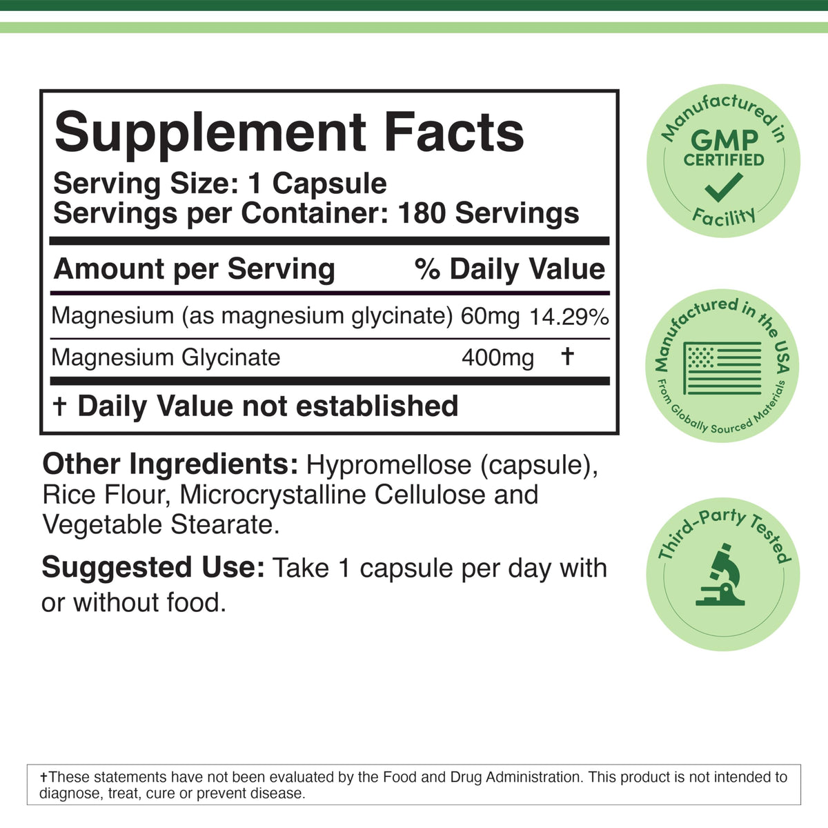 Buy supplements Magnesium Glycinate 400mg | 180 Capsules | Sleep, Muscle, & Heart Support | Vegan, Third Party Tested, Gluten Free - Vitaza UK Supplements UK