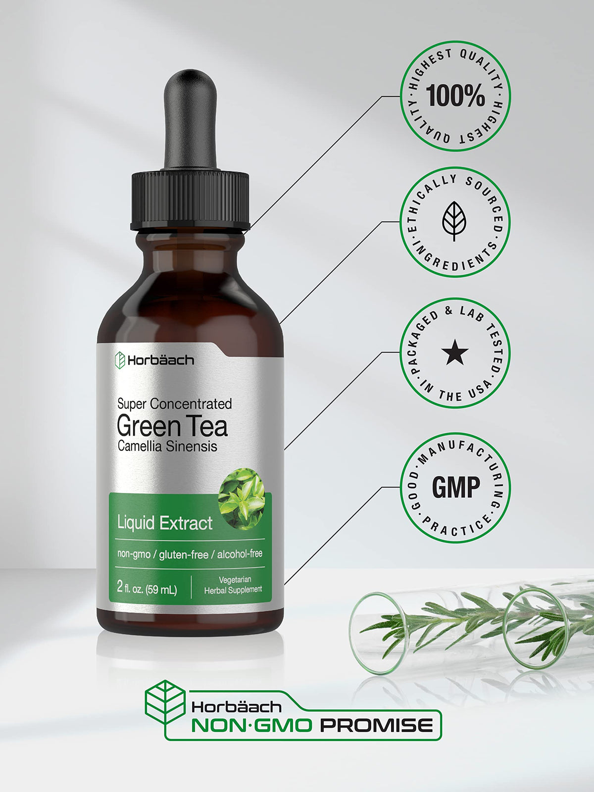 Green Tea Extract Liquid | 2 Fl Oz | Alcohol Free, Vegetarian Tincture | Super Concentrated HorbäachBuy Supplements Australia