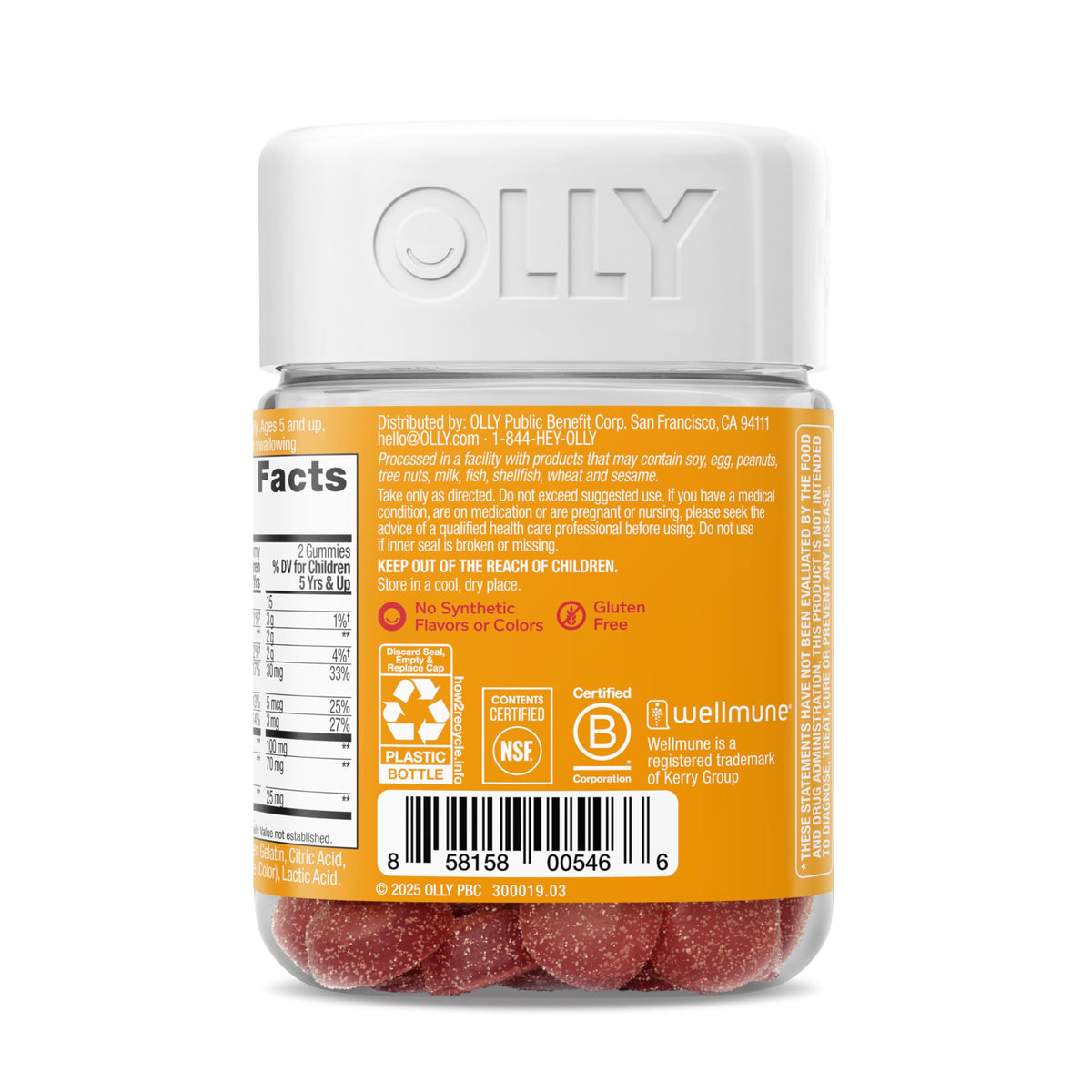 Buy supplements OLLY Kids Immunity Gummy, Immune Support, Wellmune, Elderberry, Vitamin C, Zinc, Chewable Supplement, Cherry - 50 Count - Vitaza UK Supplements UK