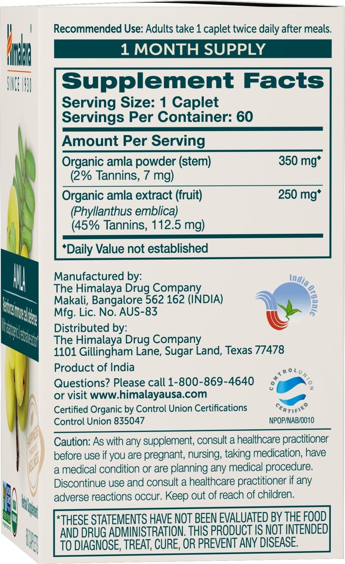Buy supplements Himalaya Organic Amla - Herbal Immune Support Supplement with Adaptogen and Antioxidant - USDA Organic, Vegan - Vitaza UK Supplements UK