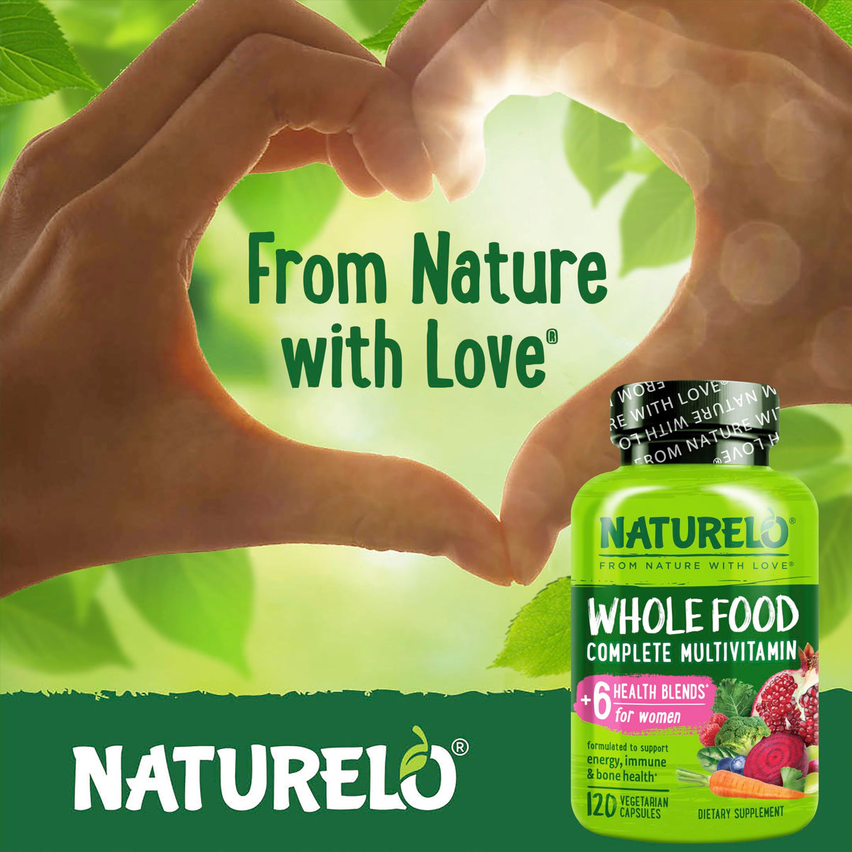 Buy supplements NATURELO Whole Food Multivitamin for Women - with Vitamins, Minerals, & Organic Extracts - Supplement for Energy and Heart Health - Vitaza UK Supplements UK