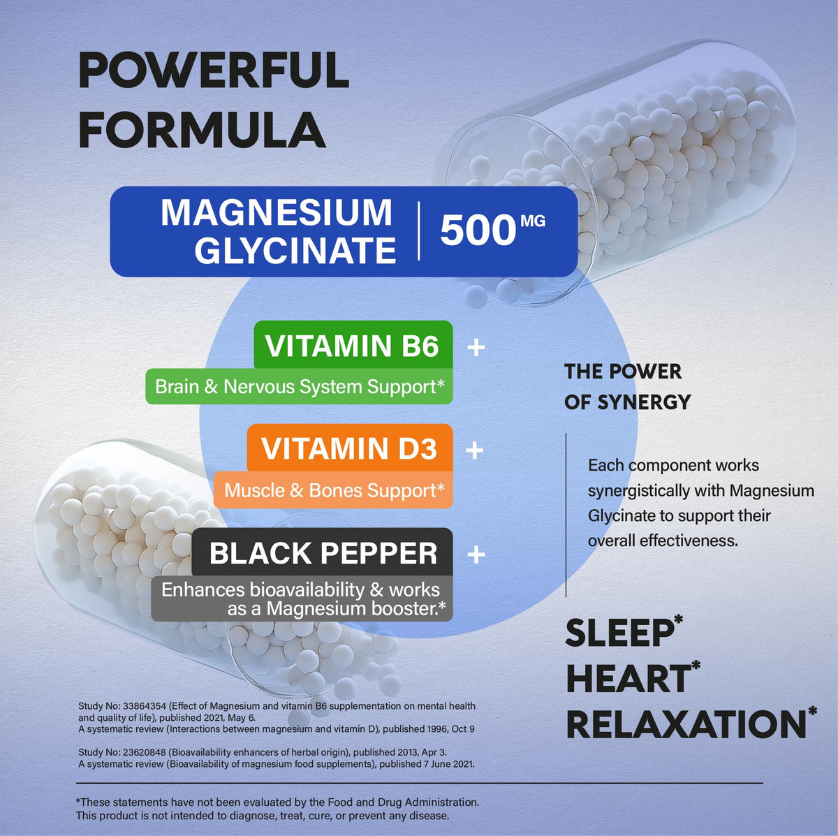 Buy supplements Magnesium Glycinate 500 mg - Chelated Supplement - High Absorption Form of Magnesium - Support for Sleep, Muscle & Heart Health - Vitaza UK Supplements UK