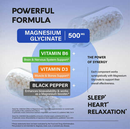 Buy supplements Magnesium Glycinate 500 mg - Chelated Supplement - High Absorption Form of Magnesium - Support for Sleep, Muscle & Heart Health - Vitaza UK Supplements UK