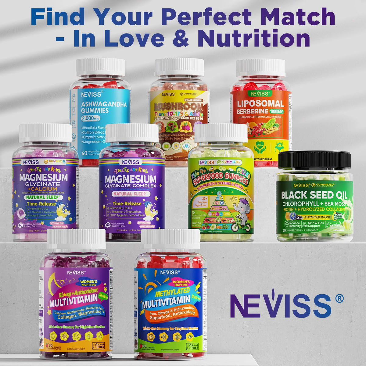 Buy supplements Neviss Magnesium Glycinate + Calcium Filled Gummies for Adults and Kids 4+, Kids Sleep Gummies Melatonin Free, Sugar Free Magnesium Supplement with B6 D3, Vitaza UK Supplements UK