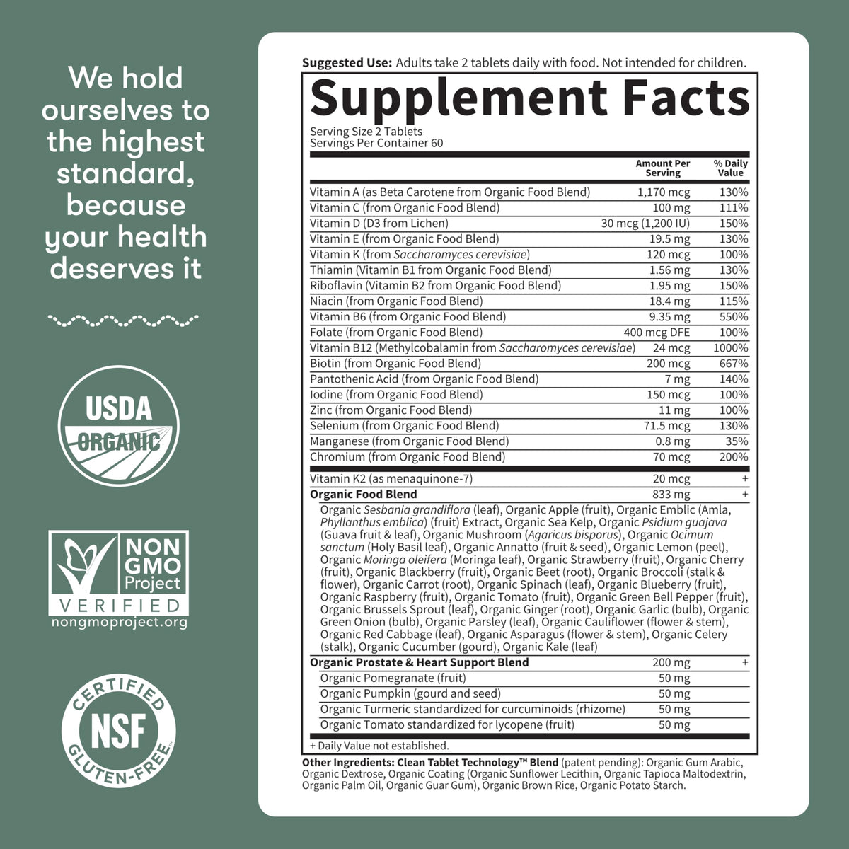 Buy supplements Garden of Life Organics Men's 40+ Multivitamin with Prostate Support, B12 & Vitamins – Vegan Daily Whole Food Multivitamin - Vitaza UK Supplements UK