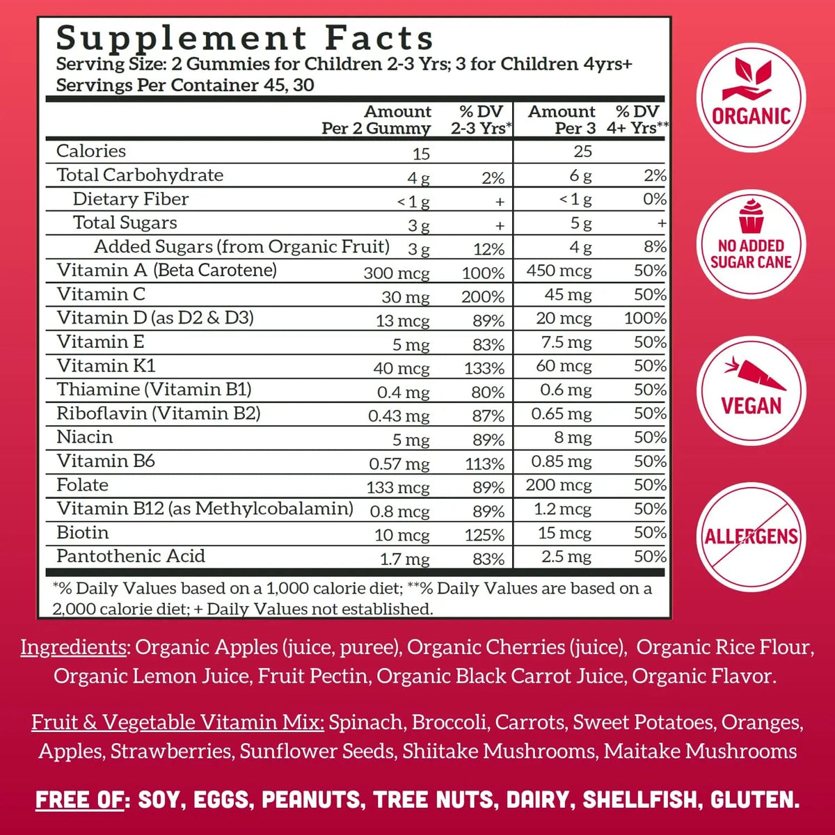 Llama Naturals Kids Multivitamin Gummies | Real Fruit, No Added Sugar Cane | Organic Vegan Toddler Whole Food Vitamins | Llama NaturalsBuy Supplements Australia