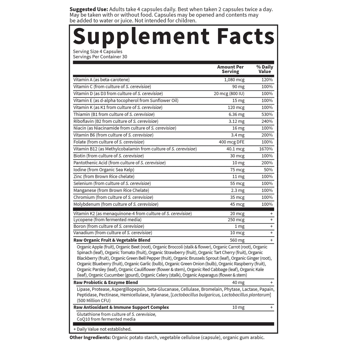 Buy supplements Garden of Life Vitamin Code Whole Food Multivitamin for Men - 120 Capsules, Vitamins for Men, Fruit & Veggie Blend and Probiotics for Energy - Vitaza UK Supplements UK