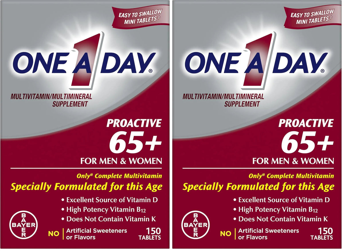 ONE A DAY Proactive 65+, Mens & Womens Multivitamin, Supplement with Vitamin A, Vitamin C, Vitamin D, and Zinc for Immune Health Support ONE A DAY
