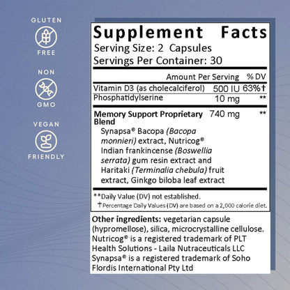 Buy supplements EcoNugenics Memory Boost Supplement – Clinically Studied Ingredients to Support Brain Focus & Health – Nootropic Formula with Bacopa Monnieri, Boswellia Serrata - Vitaza UK Supplements UK