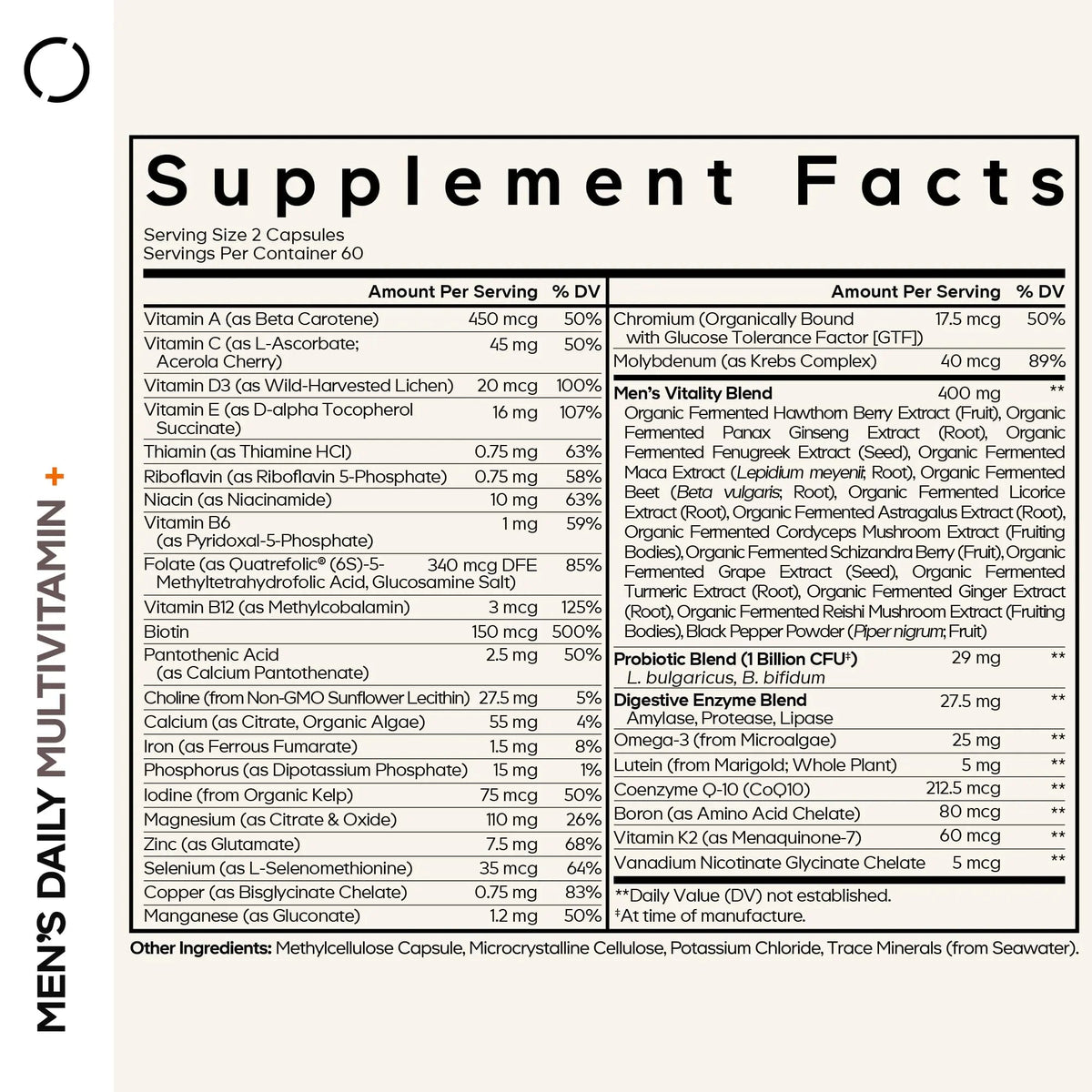 Codeage Men’s Daily Multivitamin – 25+ Essential Vitamins & Minerals, Organic Whole Foods, Probiotics, Omega-3, Zinc CodeageBuy Supplements Australia