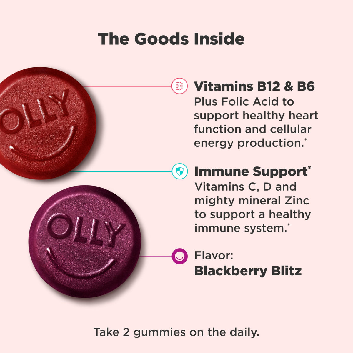 Buy supplements OLLY Men's Multivitamin Gummy, Vitamins A, C, D, E, B, Zinc, Blackberry Flavor, 45 Day Supply - 90 Count - Vitaza UK Supplements UK
