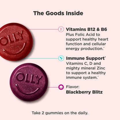 Buy supplements OLLY Men's Multivitamin Gummy, Vitamins A, C, D, E, B, Zinc, Blackberry Flavor, 45 Day Supply - 90 Count - Vitaza UK Supplements UK