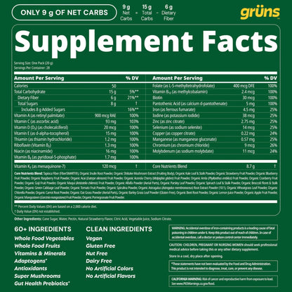 Buy supplements Gruns Adult Super Greens Multivitamin Gummies, Superfood Gummy Vitamins for Women and Men with Spirulina, Chlorella - Vitaza UK Supplements UK