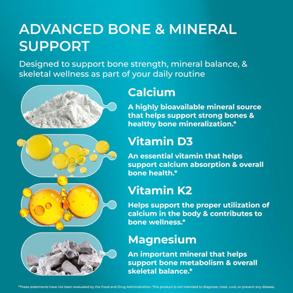 Buy supplements PUREHEALTH RESEARCH Bone Health Formula - for Bones, Joint & Skeletal Wellness - with Calcium, Magnesium, Zinc, Copper, Manganese, Potassium, Vitamin K2, D3, C - Vitaza UK Supplements UK