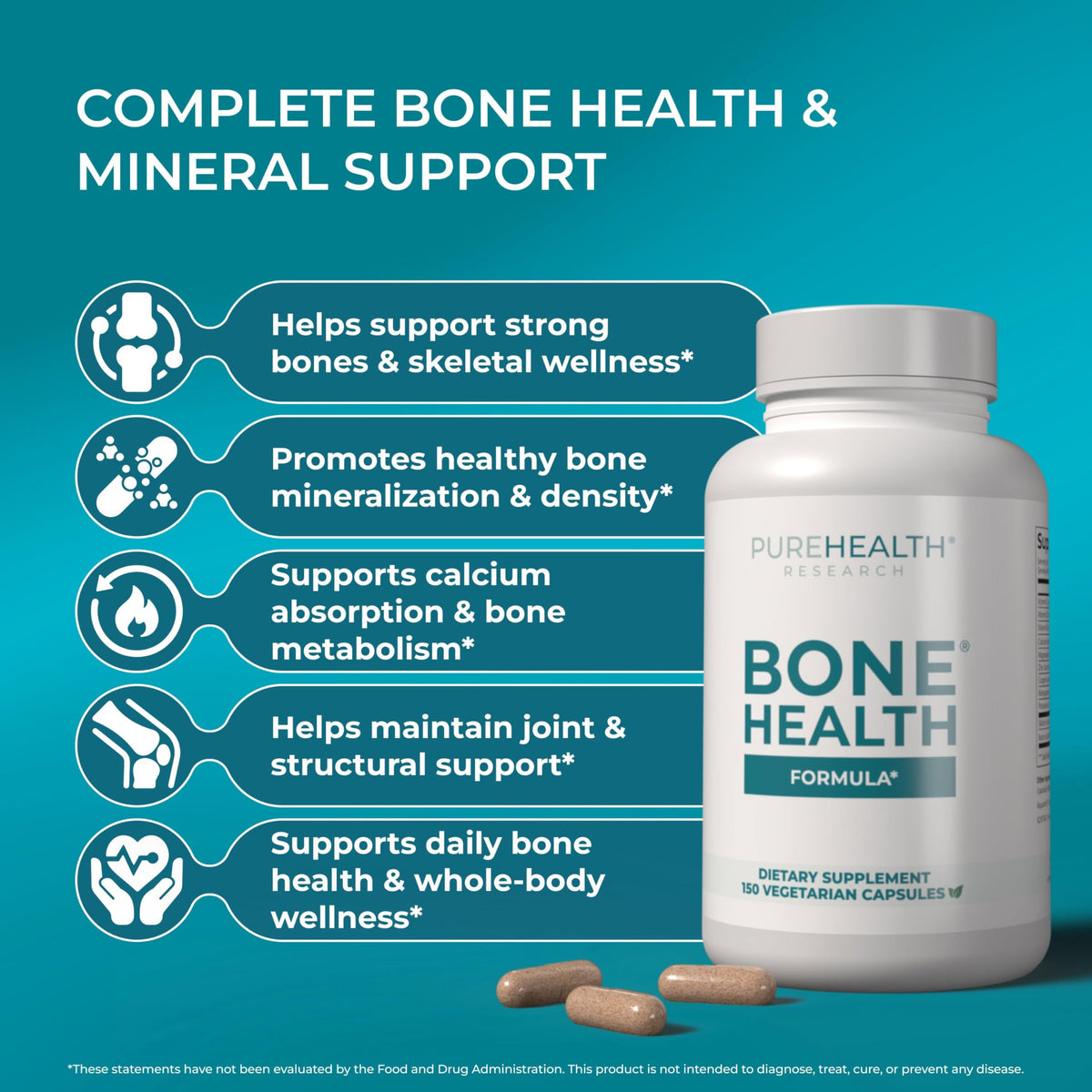 Buy supplements PUREHEALTH RESEARCH Bone Health Formula - for Bones, Joint & Skeletal Wellness - with Calcium, Magnesium, Zinc, Copper, Manganese, Potassium, Vitamin K2, D3, C - Vitaza UK Supplements UK