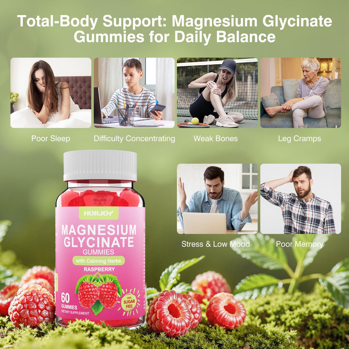 Buy supplements Magnesium Glycinate Gummies 600mg, Sugar Free Magnesium Gummies for Adults with Ashwagandha, Lemon Balm & GABA for Sleep - Vitaza UK Supplements UK