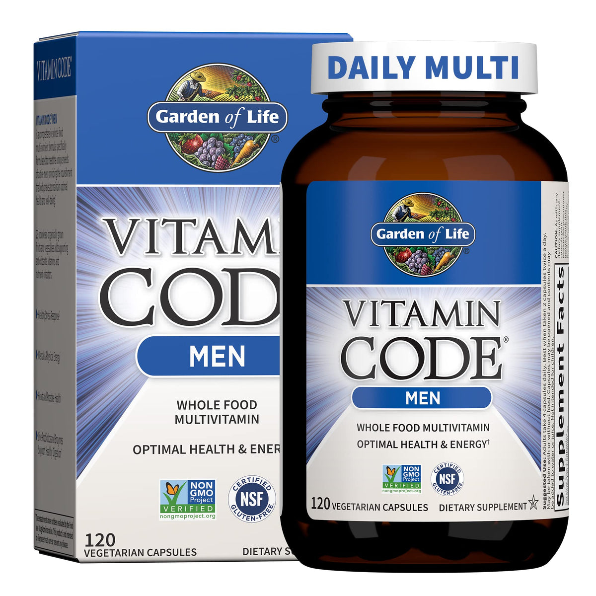 Buy supplements Garden of Life Vitamin Code Whole Food Multivitamin for Men - 120 Capsules, Vitamins for Men, Fruit & Veggie Blend and Probiotics for Energy - Vitaza UK Supplements UK