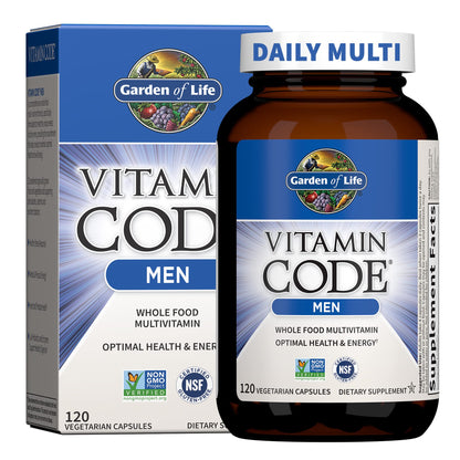 Buy supplements Garden of Life Vitamin Code Whole Food Multivitamin for Men - 120 Capsules, Vitamins for Men, Fruit & Veggie Blend and Probiotics for Energy - Vitaza UK Supplements UK