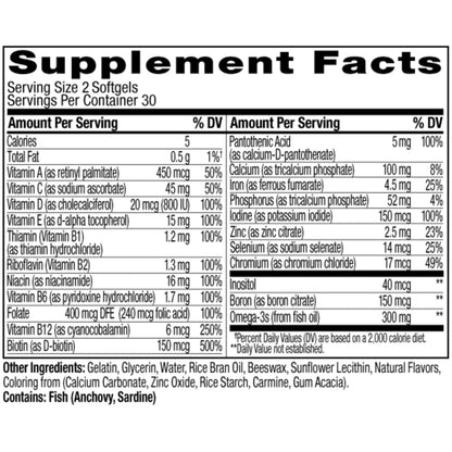 Buy supplements OLLY Ultra Women's Multi Softgels, Overall Health and Immune Support, Omega-3s, Iron, Vitamins A, D, C, E, B12, Daily Multivitamin, 30 Day Supply - 60 Count - Vitaza UK Supplements UK