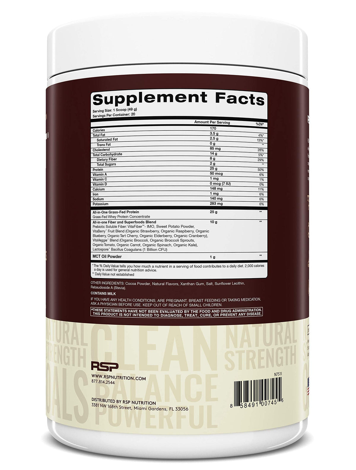 RSP NUTRITION TrueFit Protein Powder (Chocolate 2 LB) with AminoLean Pre Workout Energy (BlackBerry Pomegranate 30 Servings)